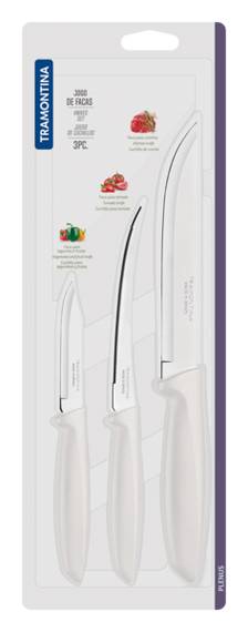 Набір ножів Tramontina Plenus light grey, 3 предмети