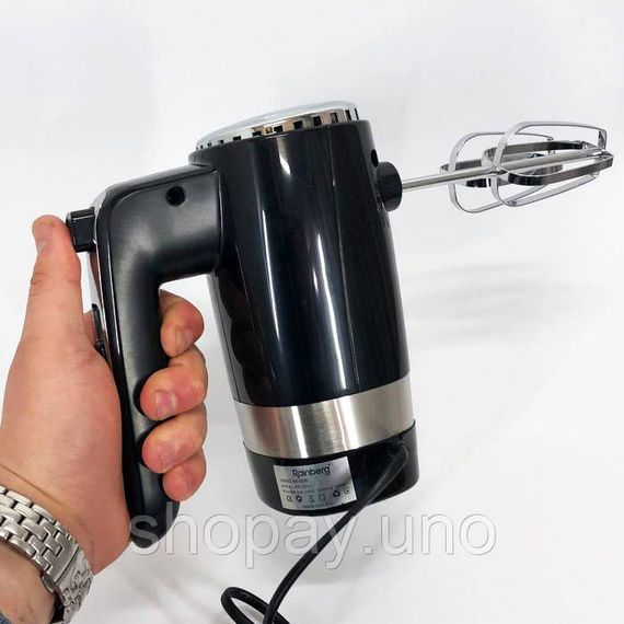 Миксер ручной Rainberg RB-2216 (5 скоростей, 2 насадки и подставка) 600W, мощный миксер блендер ручной WJ-86 | Зображення 2