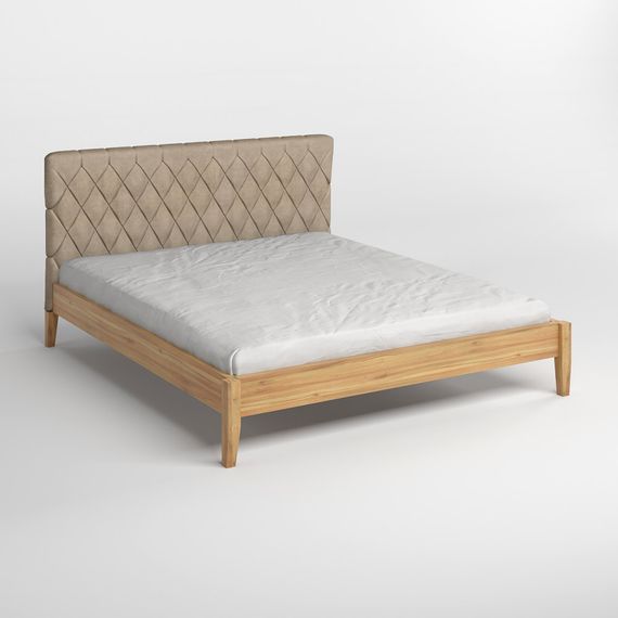 Двоспальне дерев&#039;яне ліжко Mebigrand Венеція ДК Горіх світлий/Аляска 23 (Бежевий) 140х190 см (MBG-5725) | Зображення 1