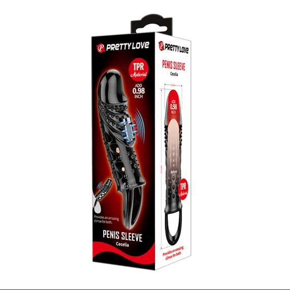 Насадка на член - Pretty Love Cecelia Vibrating Penis Sleeve Black Sex Aura | Зображення 9
