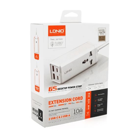 Мережевий фільтр LDNIO SС1418, 1 Розетка + 2 USB +2 Type-C, 2 м, перетин 3х0, 75мм, White, Box | Зображення 1