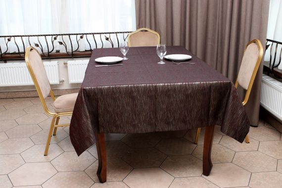 Cкатерть Kayra жаккардовая “Дождик”, 155 х 290 см Бордовый | Зображення 1