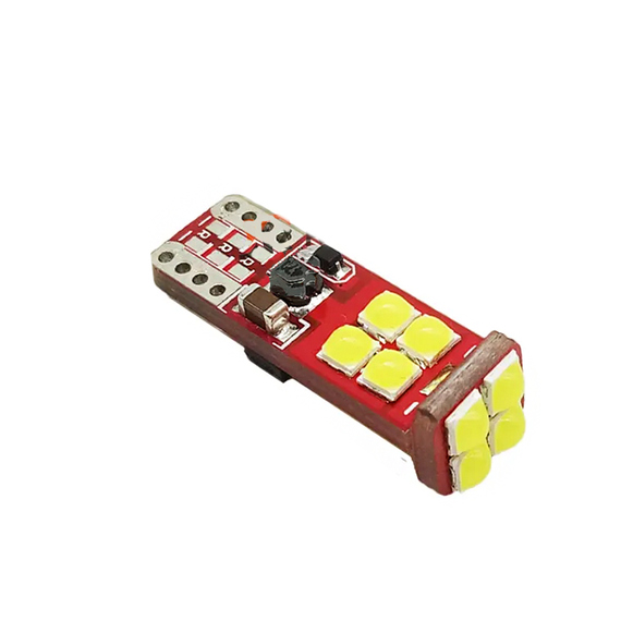 Автолампа світлодіодна T10/W5W, цоколь W2.1x9.5d, 3030 х 12 smd, білий, 12-24 В, обманка, біполярна