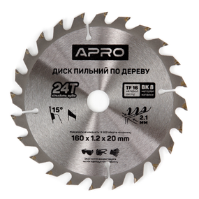 Диск пиляльний для дерева d160 мм*20 мм 24T New APRO