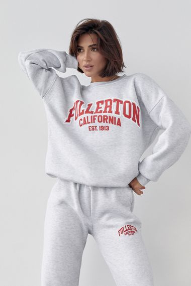 Женский спортивный костюм на флисе с принтом Fullerton California - светло-серый цвет, L (есть размеры) | Зображення 2