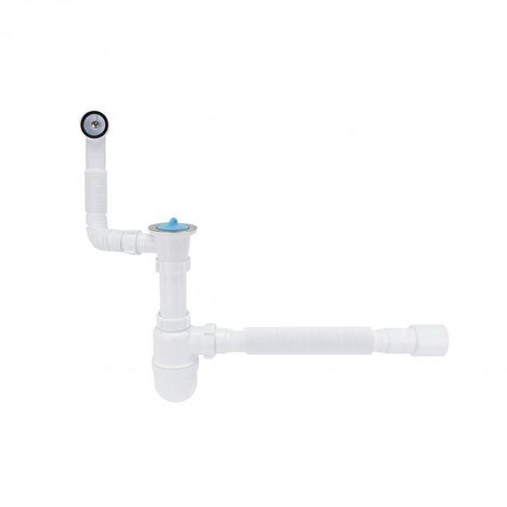 Сифон для кухонної мийки Lidz (WHI) 60 08 E004 00 з круглим переливом (вихід 50 мм)