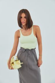 Майка в рубчик із сіточкою на бретелях - жовтий цвет, S (є розміри)