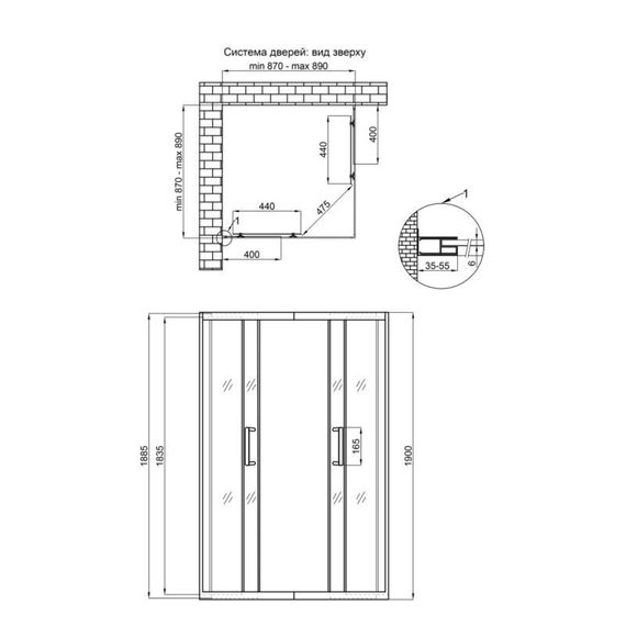 Душова кабіна Qtap Taurus BLA1099SC6 90х90 см, скло Clear 6 мм покриття CalcLess, без піддона | Зображення 1