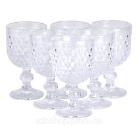 Набір келихів для вина 6 шт по 220 мл на низькій ніжці Прозорий HP-19-104
