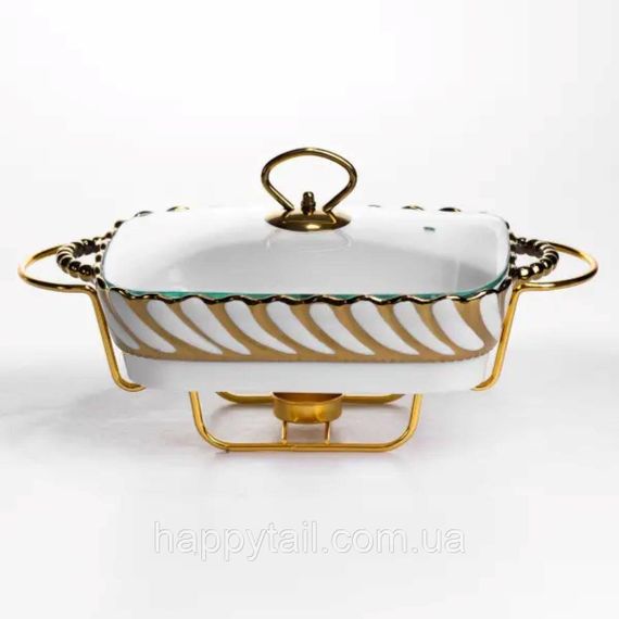 Мармітниця порцелянова Tiffany 1 л на металевій підставці з підігрівом 28х23х7 см SG-428-11