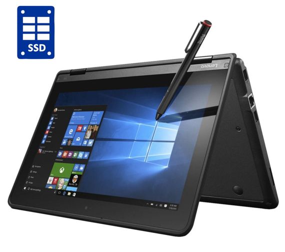 Нетбук-трансформер Б-клас Lenovo ThinkPad Yoga 11e G5 / 11.6" (1366x768) IPS Touch / Intel Celeron N4100 (4 ядра по 1.1 - 2.4 GHz) / 8 GB DDR4 / 128 GB SSD / Intel UHD Graphics 600 / WebCam / Win 11 Pro б/в