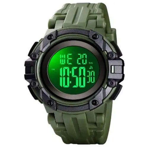 Годинник наручний чоловічий SKMEI 1545AG ARMY GREEN, армійський годинник протиударний. Колір: зелений | Зображення 1