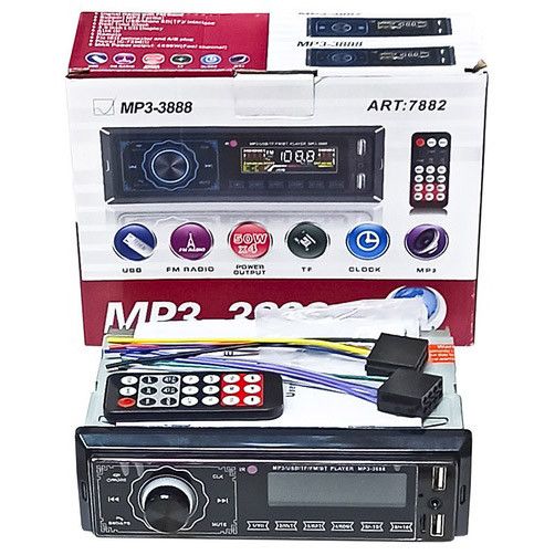 Автомагнітола MP3 3888 ISO 1DIN FM тюнер 4х50W чорний сенсорний дисплей | Зображення 1