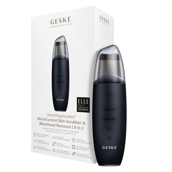Мікрострумовий скрабер для шкіри та усунення чорних точок GESKE MicroCurrent Skin Scrubber&Blackhead Remover 9в1 black