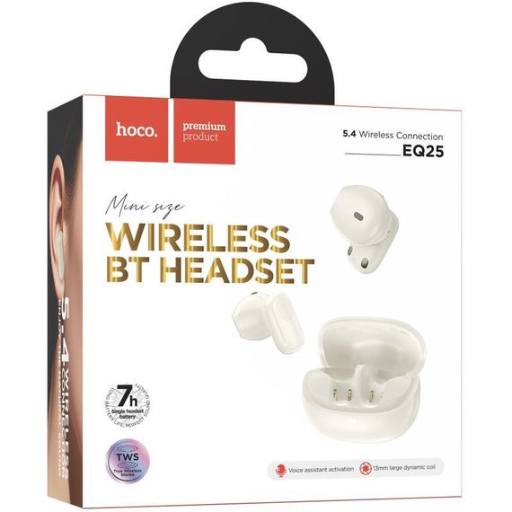 Беспроводные TWS наушники Hoco EQ25 Unimpeded White | Зображення 2