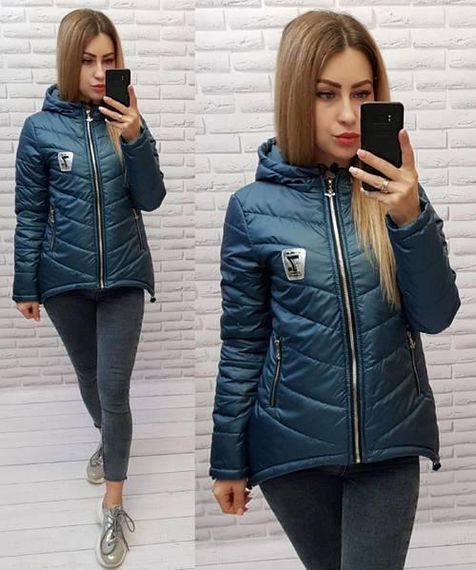 Жіноча демісезонна куртка з емблемою, арт.210/7, аква | Зображення 1