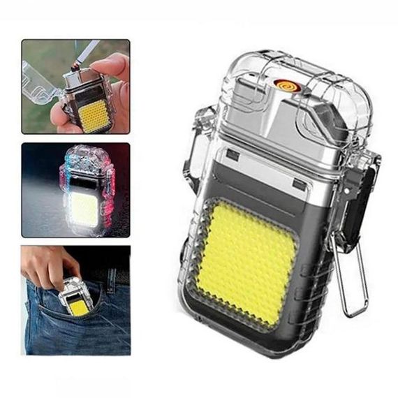 Запальничка спіральна водонепроникна електронна з LED ліхтариком та зарядкою від USB