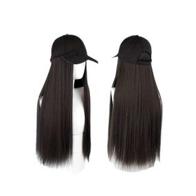 Парик кепка с волосами 50 см Брюнетка