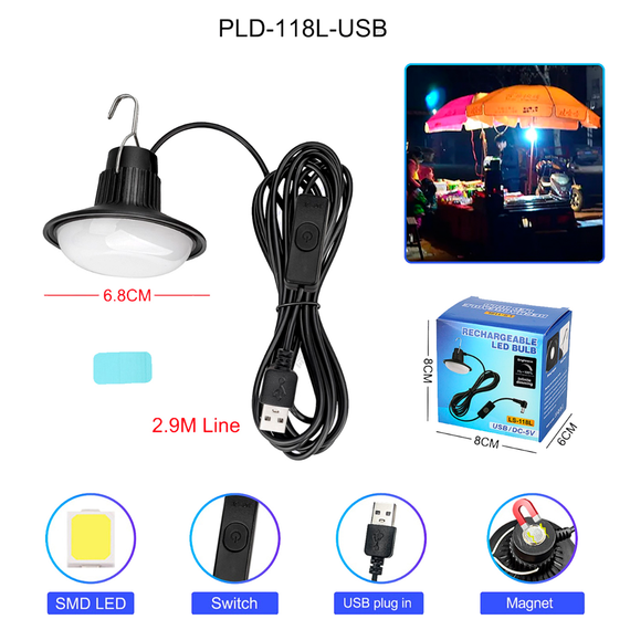 Светодиодная LED лампа 118L, 19SMD, кабель 2.9 м, крюк, магнит, питание от USB | Зображення 2