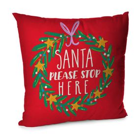 Подушка диванна з оксамиту Santa please stop here 45x45 см (45BP_22NG027)
