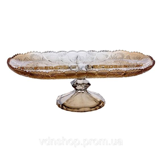 Фруктовниця скляна на ніжці 33.5х15х10.5 см овальна ваза для фруктів HP-YH-84