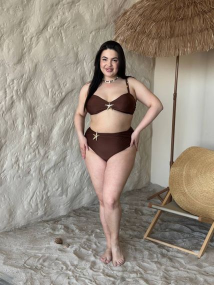 Роздільний коричневий купальник PLUS SIZE з морською зіркою | Зображення 3