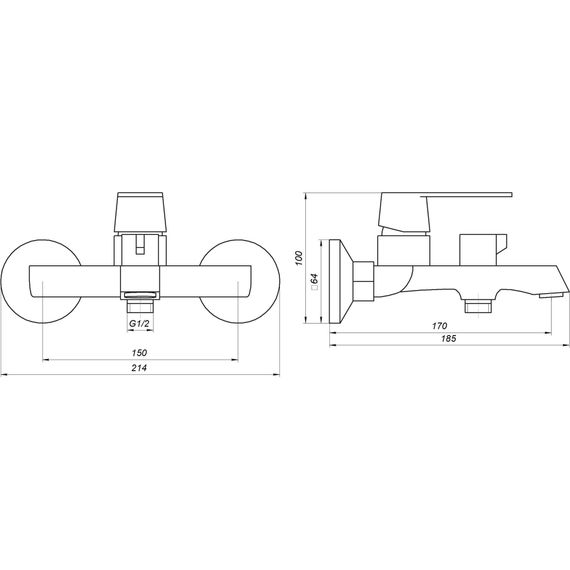 Змішувач для ванни Globus Lux Laguna GLA-0102NE-10-BB | Зображення 1