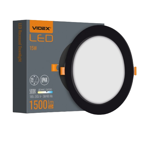 LED Світильник врізний круглий 15W 5000К чорний VL-DLBR-155B Videx