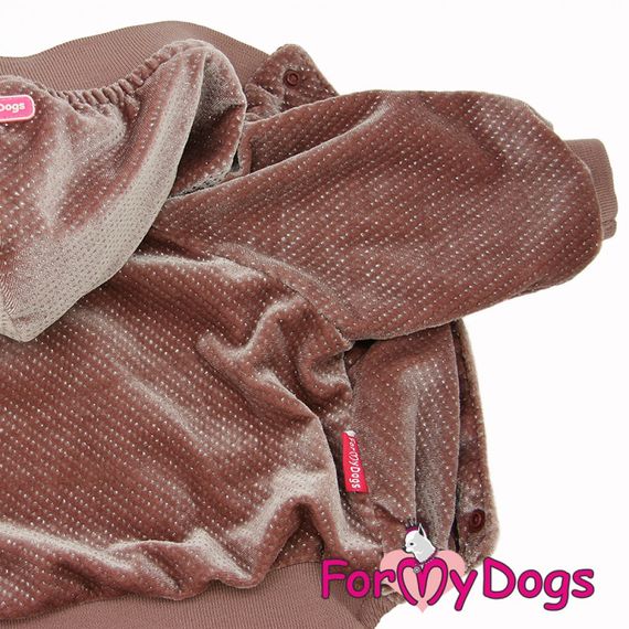Велюровый комбинезон для собак For My Dogs перламутровый велюр, утепленный, розового цвета | Зображення 3