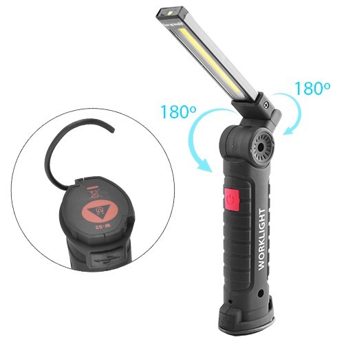Светодиодный фонарь кемпинг W52 SMD + COB, красный  + белый, магнит, крючок, ЗУ microUSB | Зображення 2