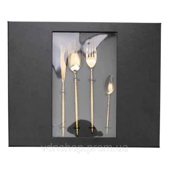 Набір столових приборів золото на 6 персон 24 предмети ложки, виделки, ножі Золото HP-20-15 | Зображення 2