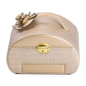 Шкатулка для украшений из эко кожи 3 яруса с замком органайзер для ювелирных изделий HP-5-21GOLD