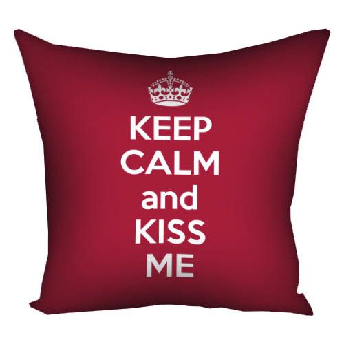 Подушка габардинова з принтом Keep calm and kiss me 30x30 см (3P_15L023)
