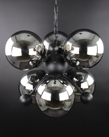 Люстра підвісна LOFT на 6 лампочок 25788 Чорний 50-120х48х48 см. | Зображення 3