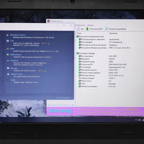 Ноутбук Б-класс Lenovo ThinkPad L450 / 14" (1366x768) TN / Intel Core i5-4300U (2 (4) ядра по 1.9 - 2.9 GHz) / 8 GB DDR3 / 512 GB SSD / Intel HD Graphics 4400 / WebCam б/у | Зображення 7