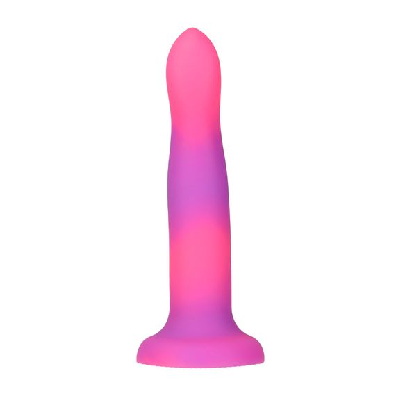 Фалоімітатор, що світиться в темряві, ADDICTION Rave 8″, Glow in the Dark Dildo Pink Purple, 20,3 см | Зображення 2