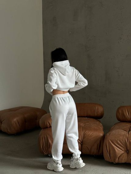 Женский теплый спортивный костюм TS149 цвет молочный, размер 42-46 oversize | Зображення 2