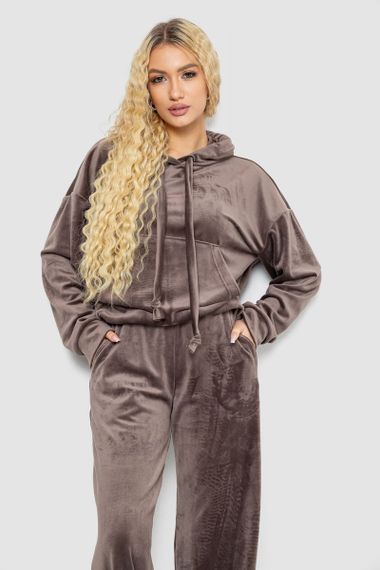 Спортивний костюм жіночий велюровий, колір мокко, 241R2001-20 | Зображення 1