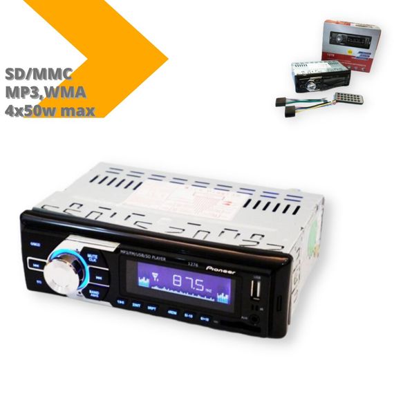 Автомагнитола Pioneer 1276 MP3 SD USB AUX FM черный (1276_437) | Зображення 1