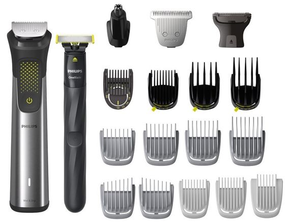 Тример Philips Series 9000, акум., насадок-20, OneBlade в компл., сталь, сірий (MG9555/15)