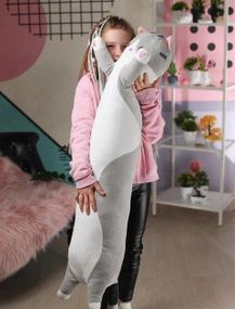 Плюшева подушка кіт батон Сірий Довга м'яка іграшка Кіт батон 130 см   знижка