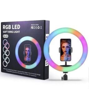 Лед-лампа кольцевая для студийного освещения Ring RGB MJ 33 33см  с пультом и штативом для фото и видео