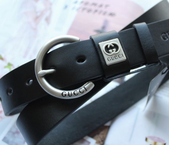 Женский ремень GUCCI ширина 2.5 см черный | Зображення 1