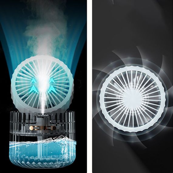 Настільний вентилятор Rapid Cooling 3in1 з водяним охолодженням і підсвічуванням 1200 mAh Pink | Зображення 2