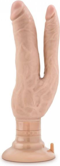 Вібратор реалістичний для подвійного проникнення Blush Dr. Skin Double Vibe бежевий Sex Aura | Зображення 1