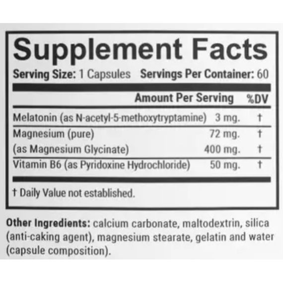 Мелатонін для сну En`vie Lab Melatomag 3 mg 60 Caps | Зображення 1