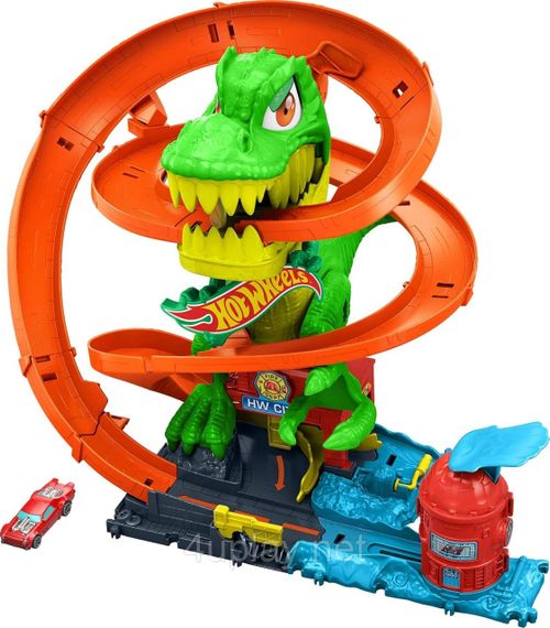 Трек Хот Вилс Сити Опасные существа Атака огненного Ти-Рекса Оригинал Hot Wheels City T-Rex Blaze Battle