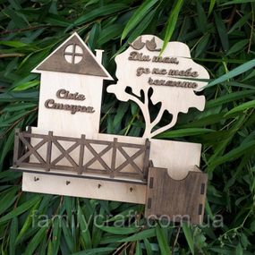 Настінна ключниця з дерева Дерев’яний органайзер для ключів Тримач для зберігання Персоналізація