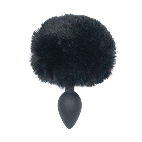 Анальна пробка з хвостом Punishment - Bunny Tail Silicone Anal Plug - Black Sex Aura