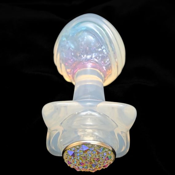 Анальна пробка ребриста UNIVIBE з каменем, силіконова, райдужна, 9 х 4.9 см sexstyle | Зображення 2